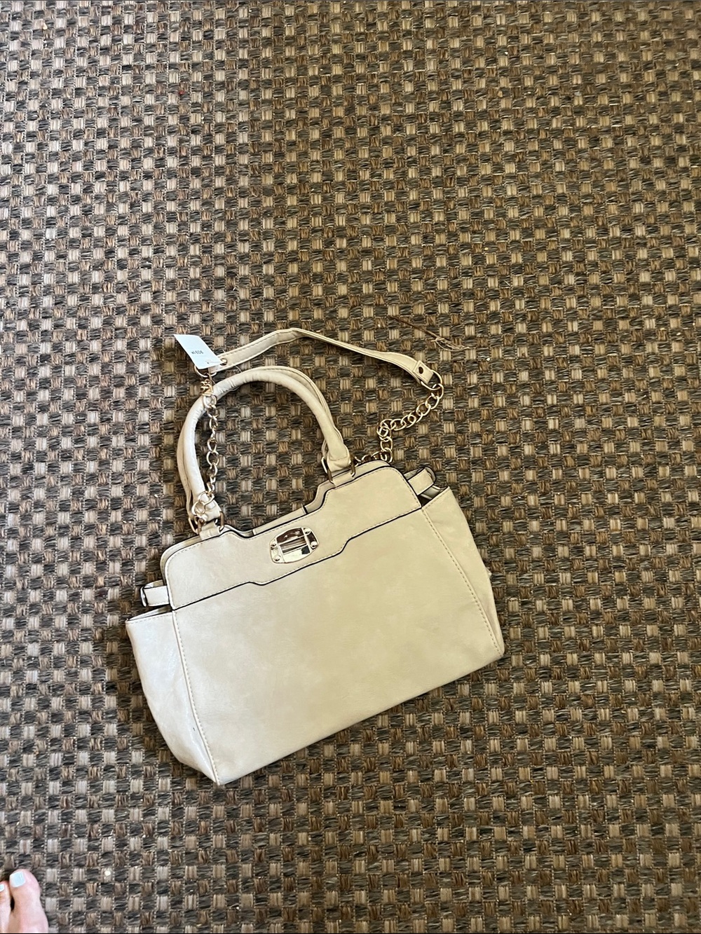 Elegant new  Cream Satchel Handbag with Chain Strap
